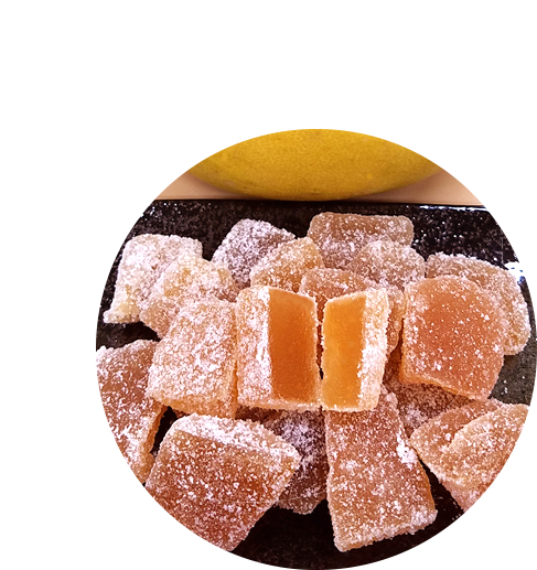 完成！外はシャリッと、中はゼリーのような、柔らかい羊羹のような舌触りの良い食感で、フルーティな風味が広がります。